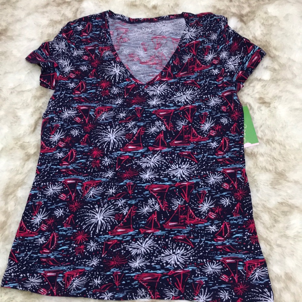 Lilly Pulitzer Sparks Fly Shirt Boats Patriotic